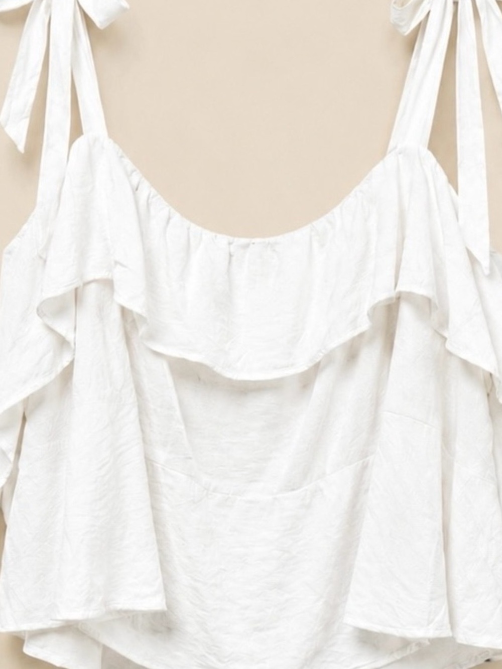 Moa Moa Cream Tie-Strap Ruffle Camisole